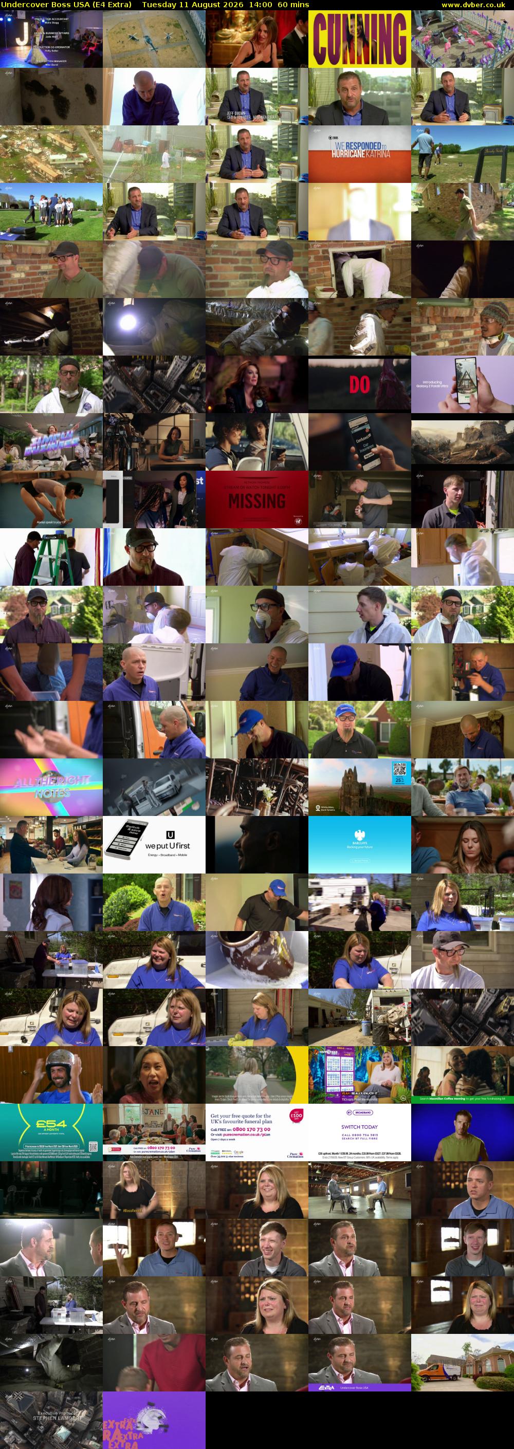 Undercover Boss USA (E4 Extra) Tuesday 11 August 2026 14:00 - 15:00