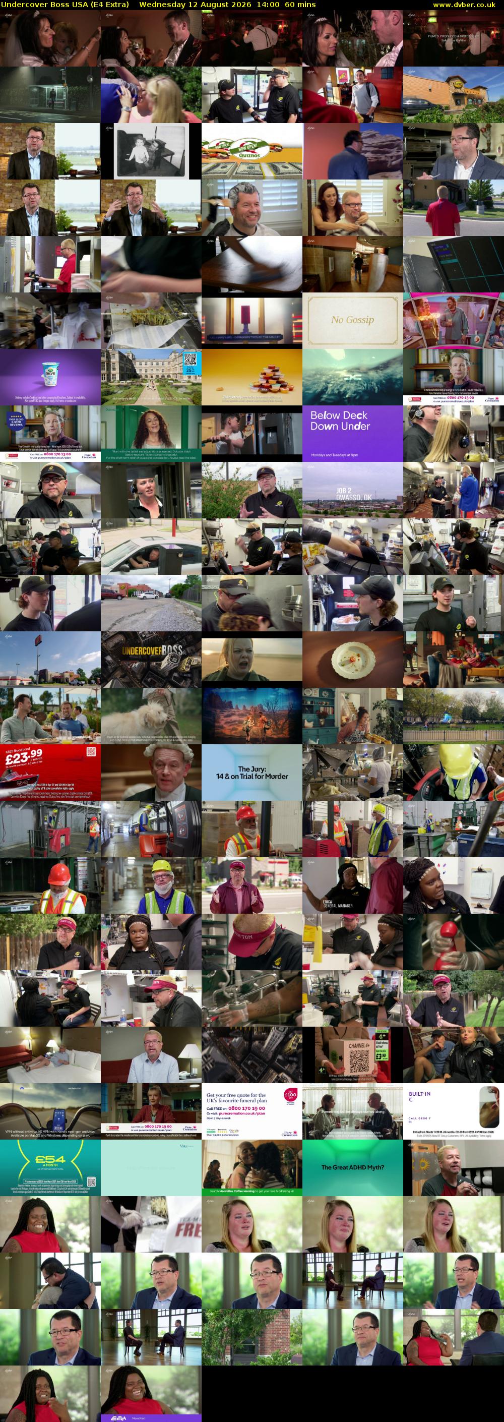 Undercover Boss USA (E4 Extra) Wednesday 12 August 2026 14:00 - 15:00