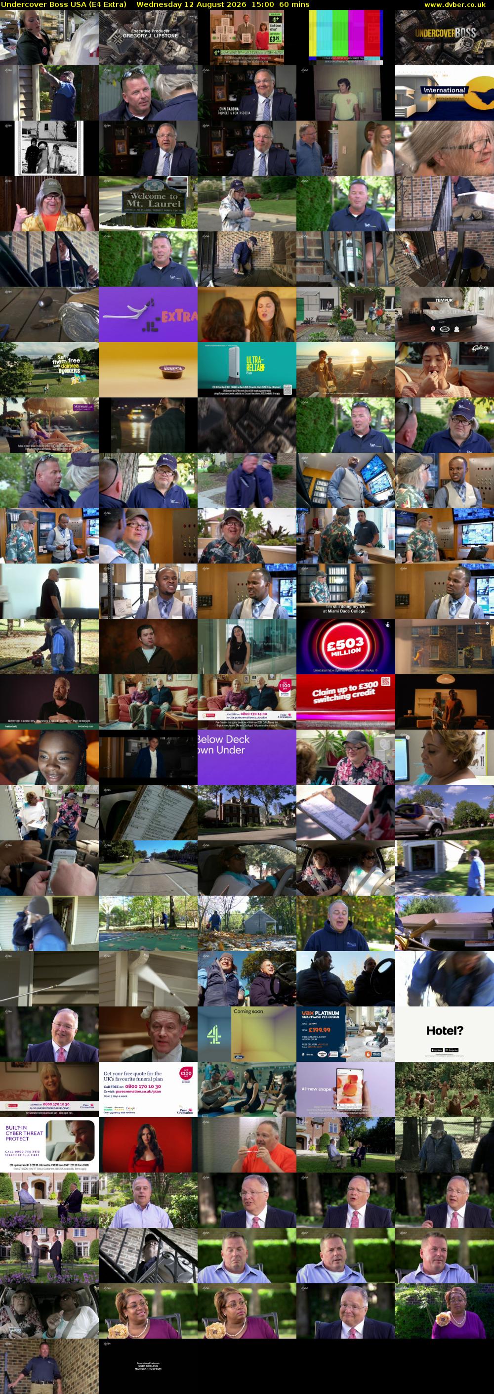 Undercover Boss USA (E4 Extra) Wednesday 12 August 2026 15:00 - 16:00