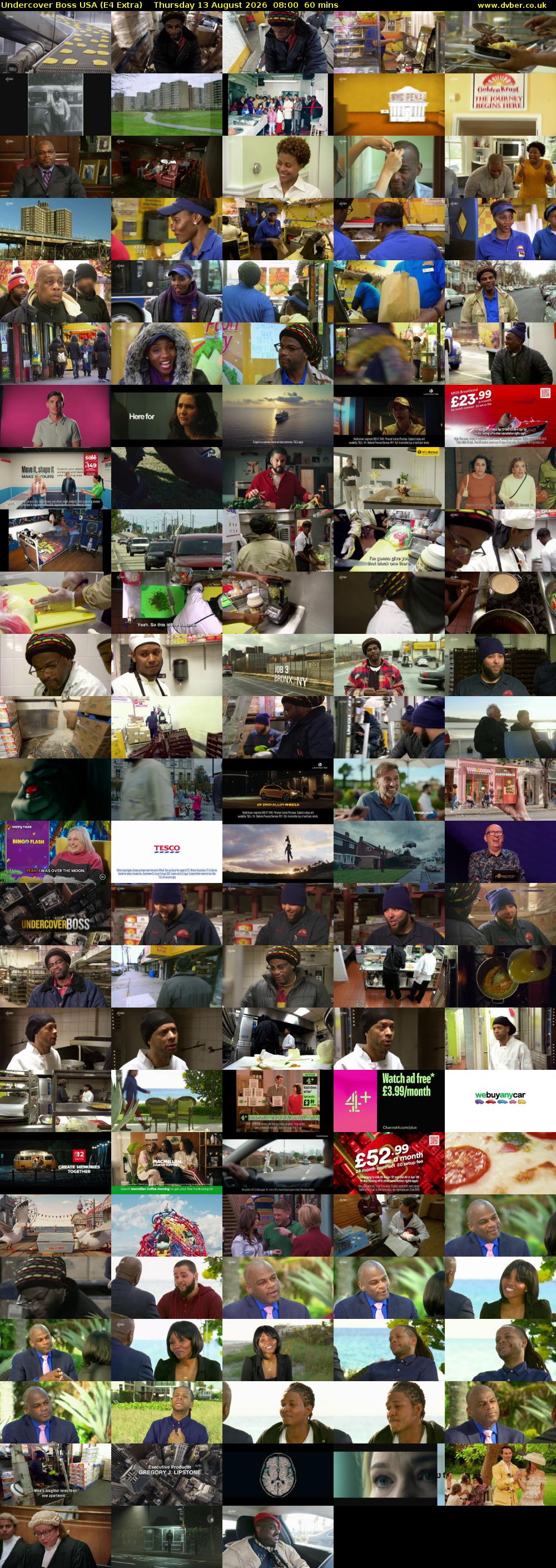 Undercover Boss USA (E4 Extra) Thursday 13 August 2026 08:00 - 09:00