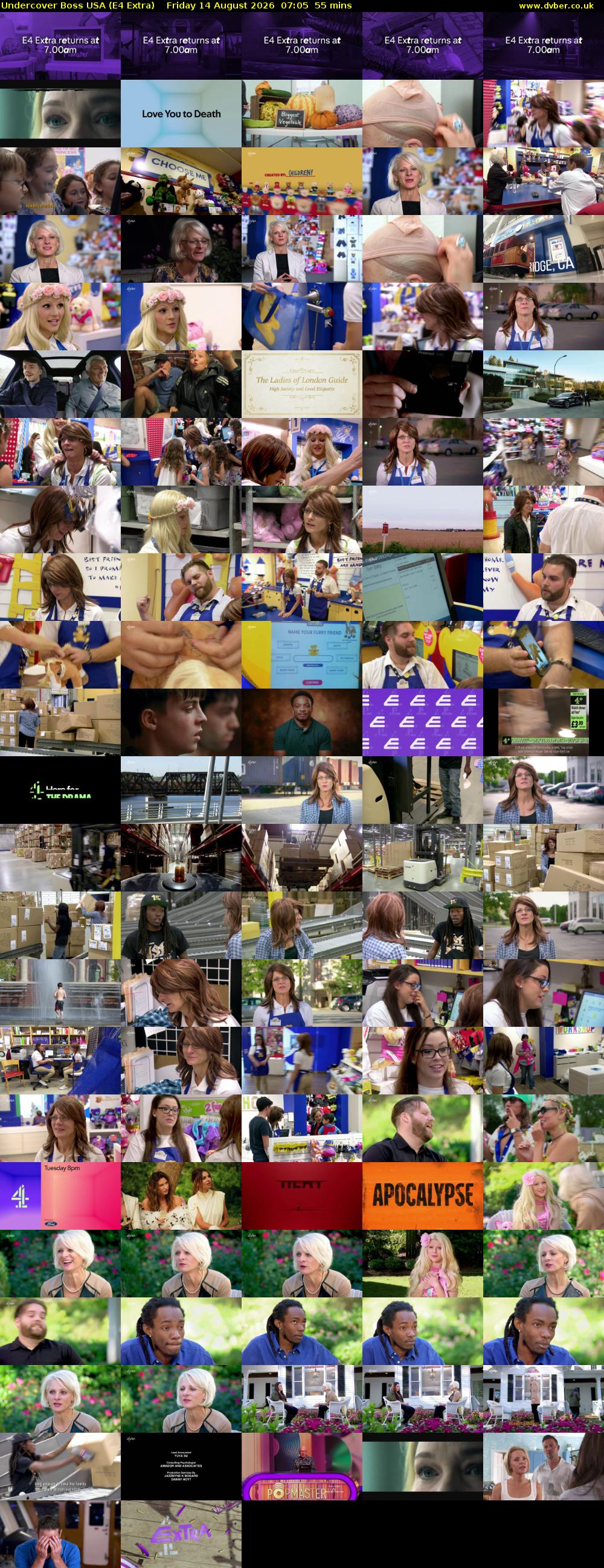 Undercover Boss USA (E4 Extra) Friday 14 August 2026 07:05 - 08:00