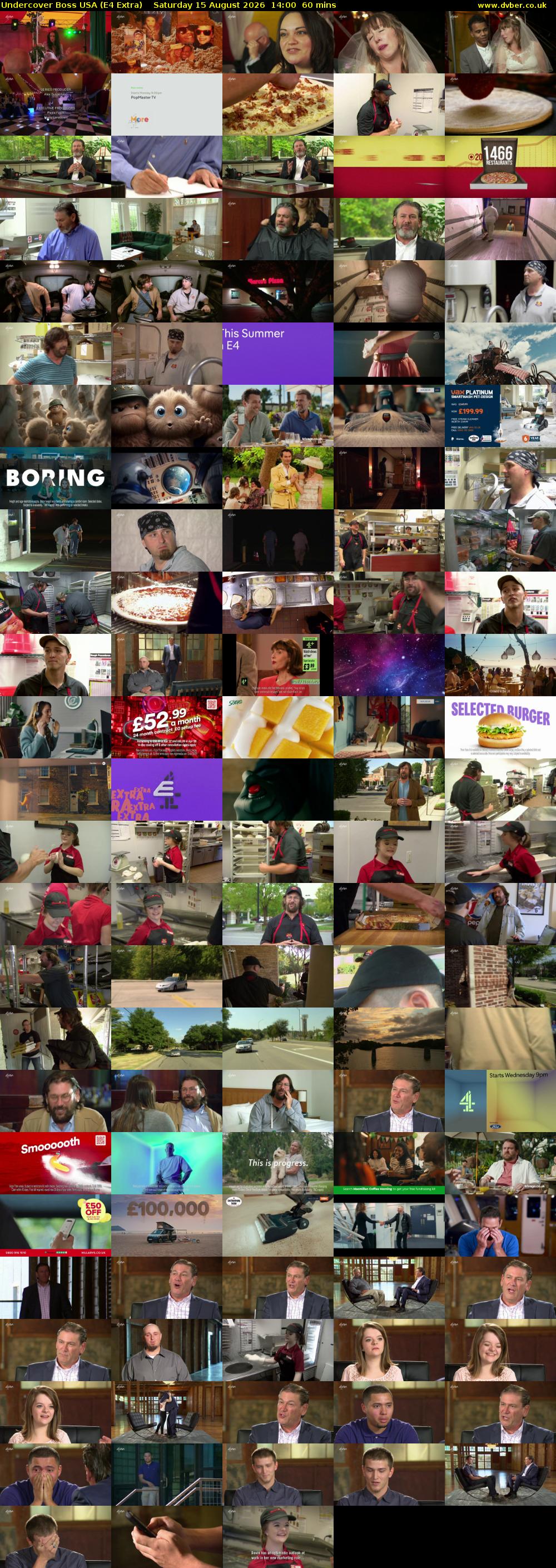 Undercover Boss USA (E4 Extra) Saturday 15 August 2026 14:00 - 15:00