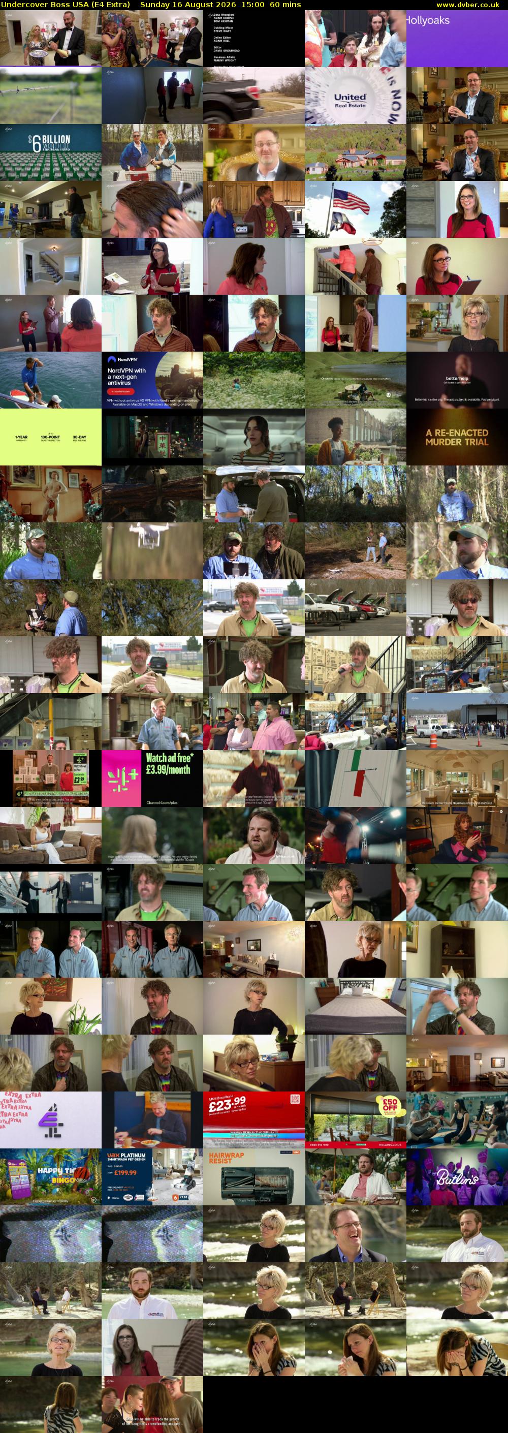 Undercover Boss USA (E4 Extra) Sunday 16 August 2026 15:00 - 16:00