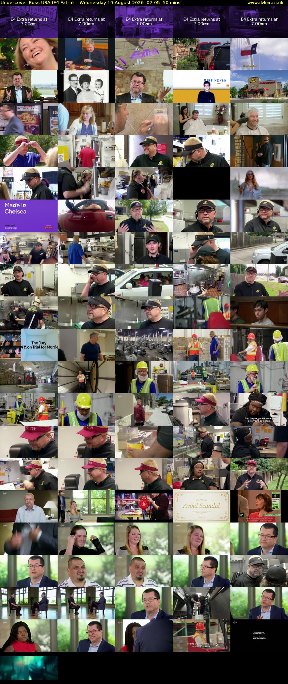 Undercover Boss USA (E4 Extra) Wednesday 19 August 2026 07:05 - 07:55