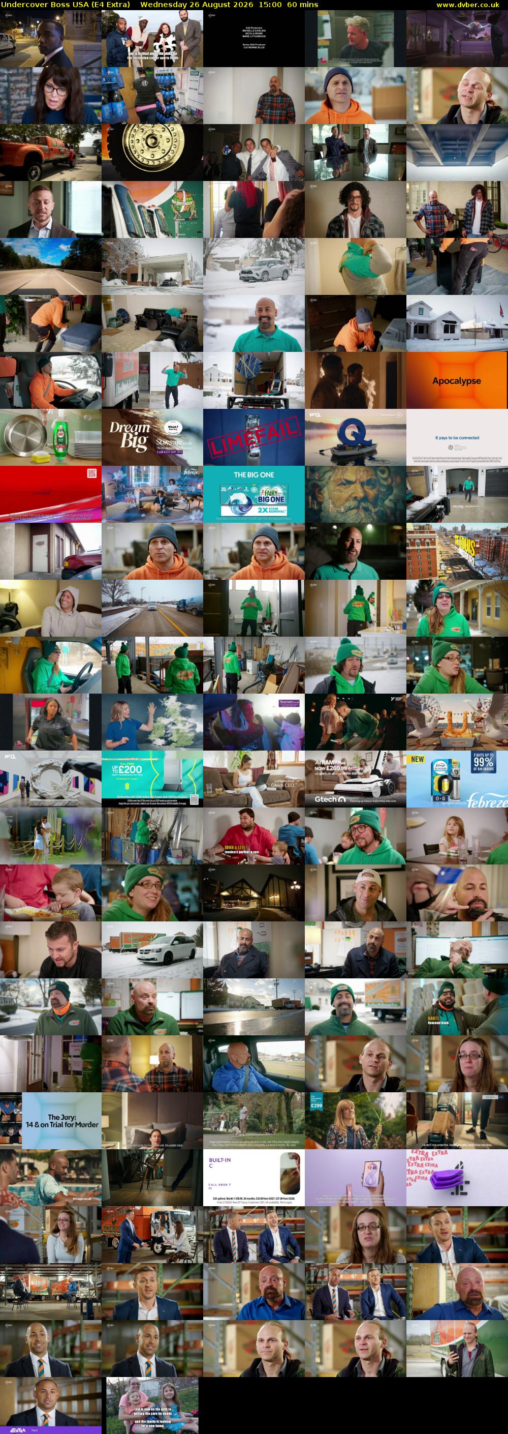 Undercover Boss USA (E4 Extra) Wednesday 26 August 2026 15:00 - 16:00