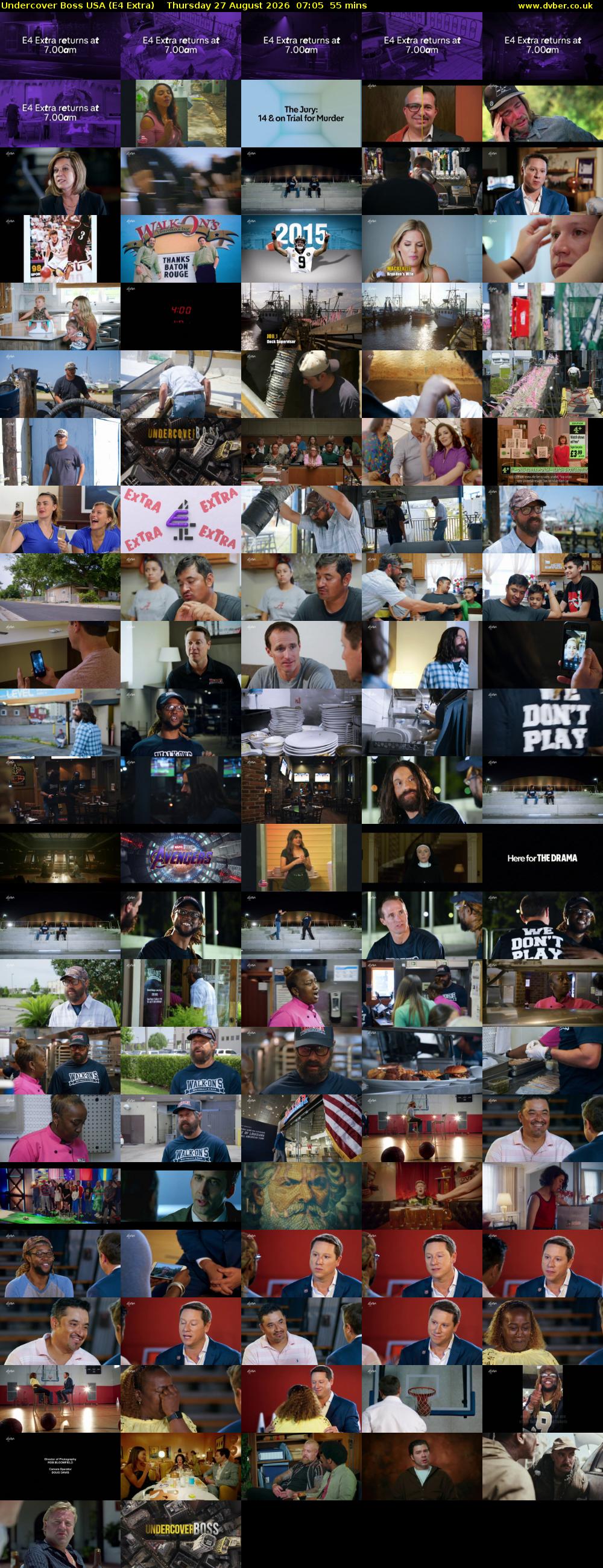 Undercover Boss USA (E4 Extra) Thursday 27 August 2026 07:05 - 08:00
