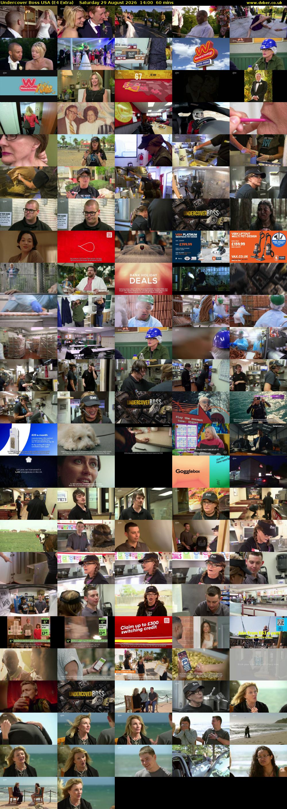 Undercover Boss USA (E4 Extra) Saturday 29 August 2026 14:00 - 15:00