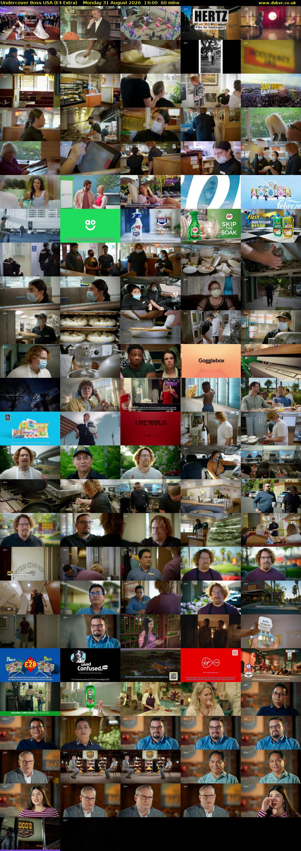 Undercover Boss USA (E4 Extra) Monday 31 August 2026 14:00 - 15:00