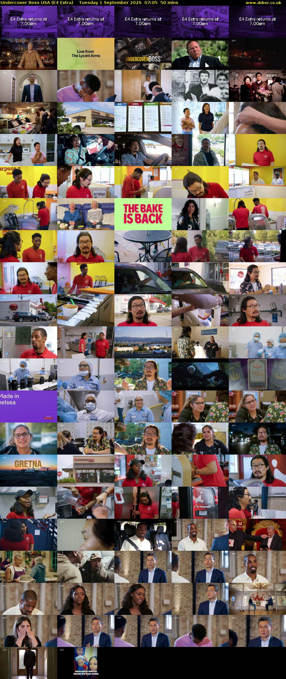 Undercover Boss USA (E4 Extra) Tuesday 1 September 2026 07:05 - 07:55