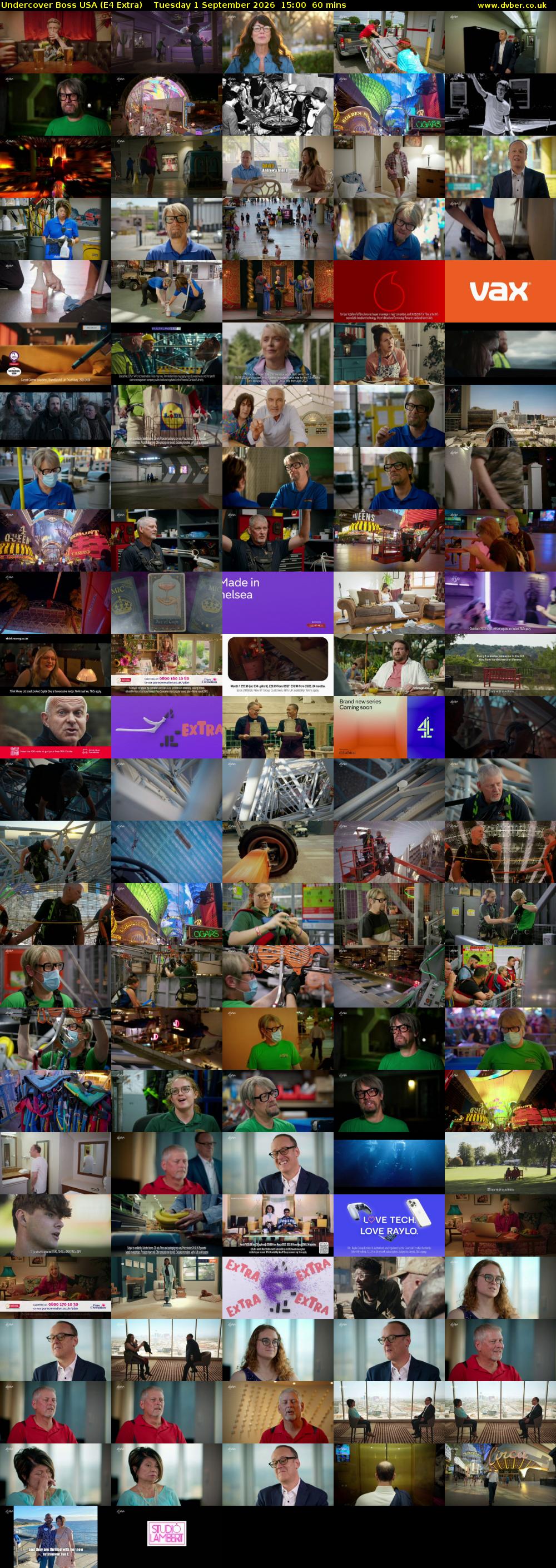 Undercover Boss USA (E4 Extra) Tuesday 1 September 2026 15:00 - 16:00