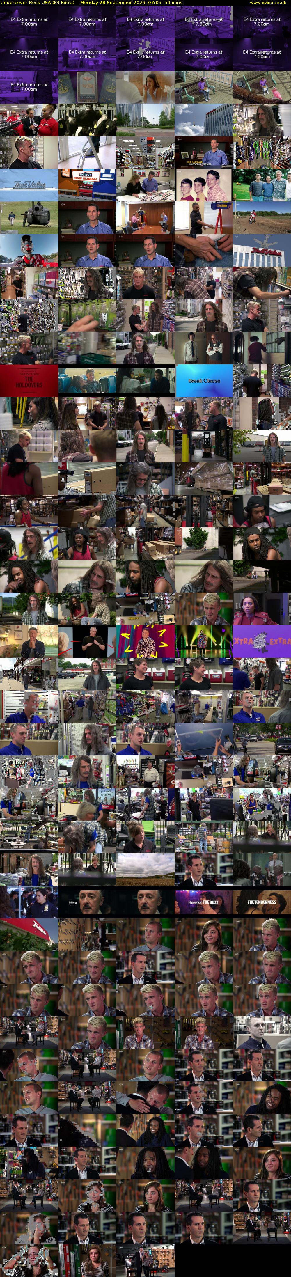 Undercover Boss USA (E4 Extra) Monday 28 September 2026 07:05 - 07:55