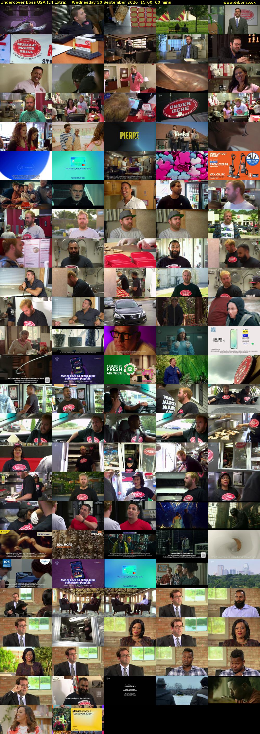 Undercover Boss USA (E4 Extra) Wednesday 30 September 2026 15:00 - 16:00