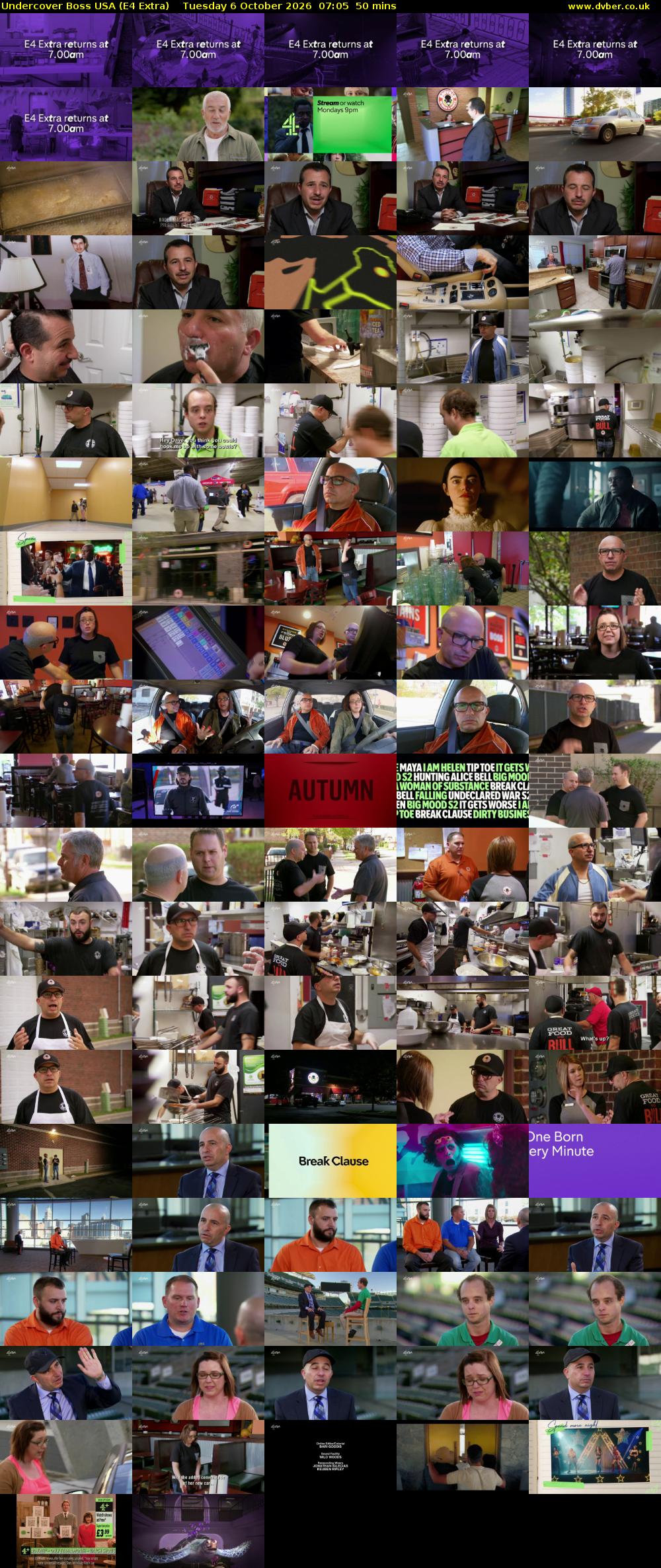 Undercover Boss USA (E4 Extra) Tuesday 6 October 2026 07:05 - 07:55