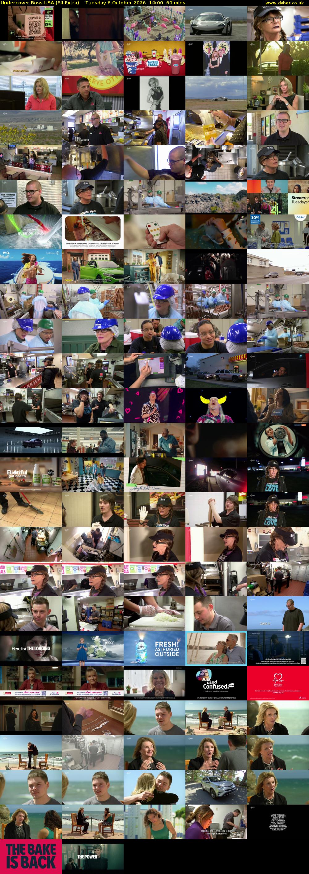 Undercover Boss USA (E4 Extra) Tuesday 6 October 2026 14:00 - 15:00
