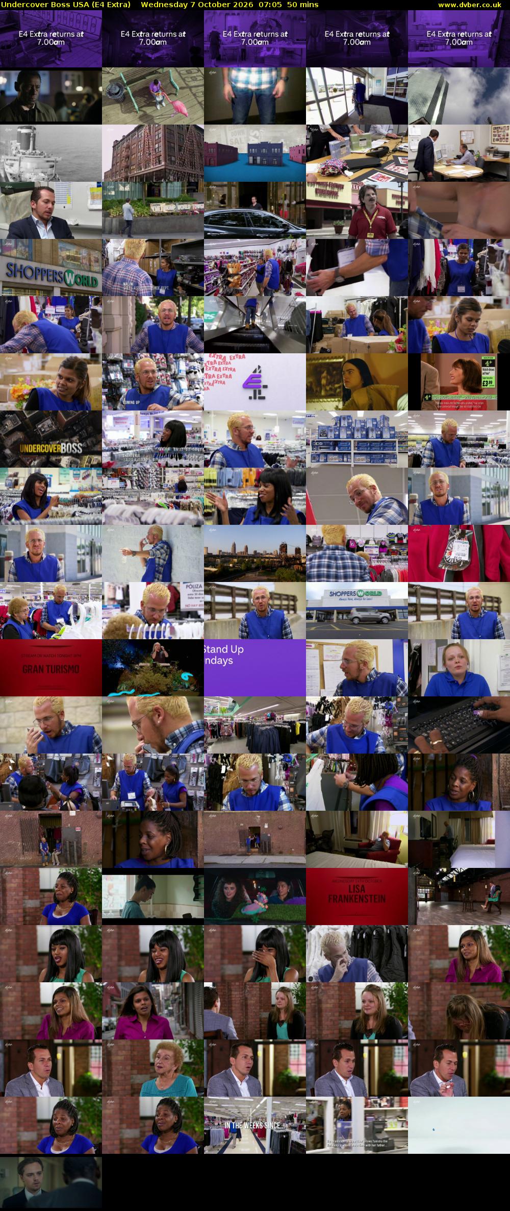 Undercover Boss USA (E4 Extra) Wednesday 7 October 2026 07:05 - 07:55