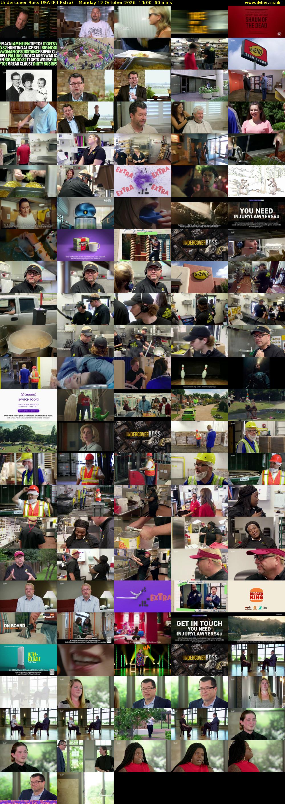 Undercover Boss USA (E4 Extra) Monday 12 October 2026 14:00 - 15:00