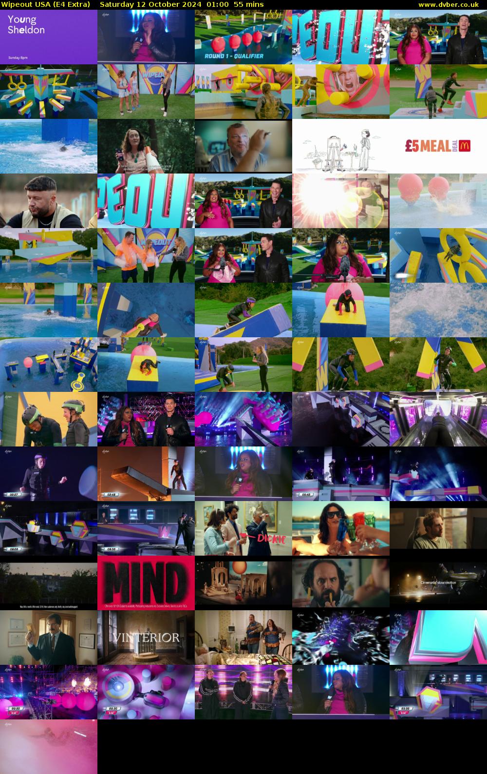 Wipeout USA (E4 Extra) Saturday 12 October 2024 01:00 - 01:55