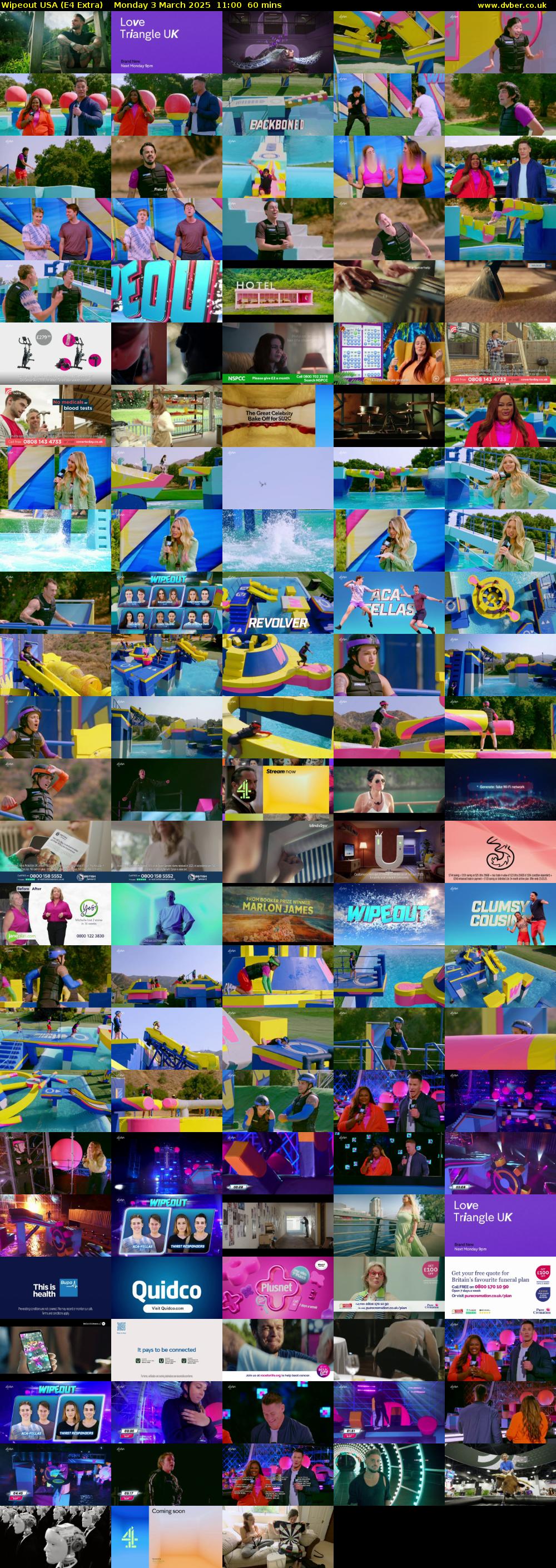 Wipeout USA (E4 Extra) Monday 3 March 2025 11:00 - 12:00