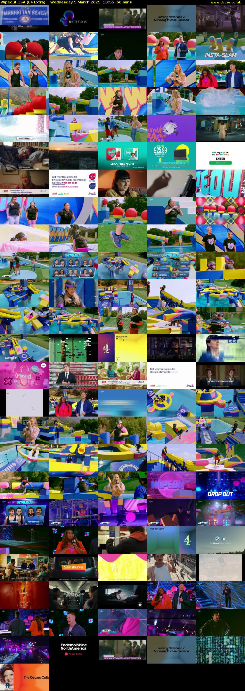 Wipeout USA (E4 Extra) Wednesday 5 March 2025 10:55 - 11:55