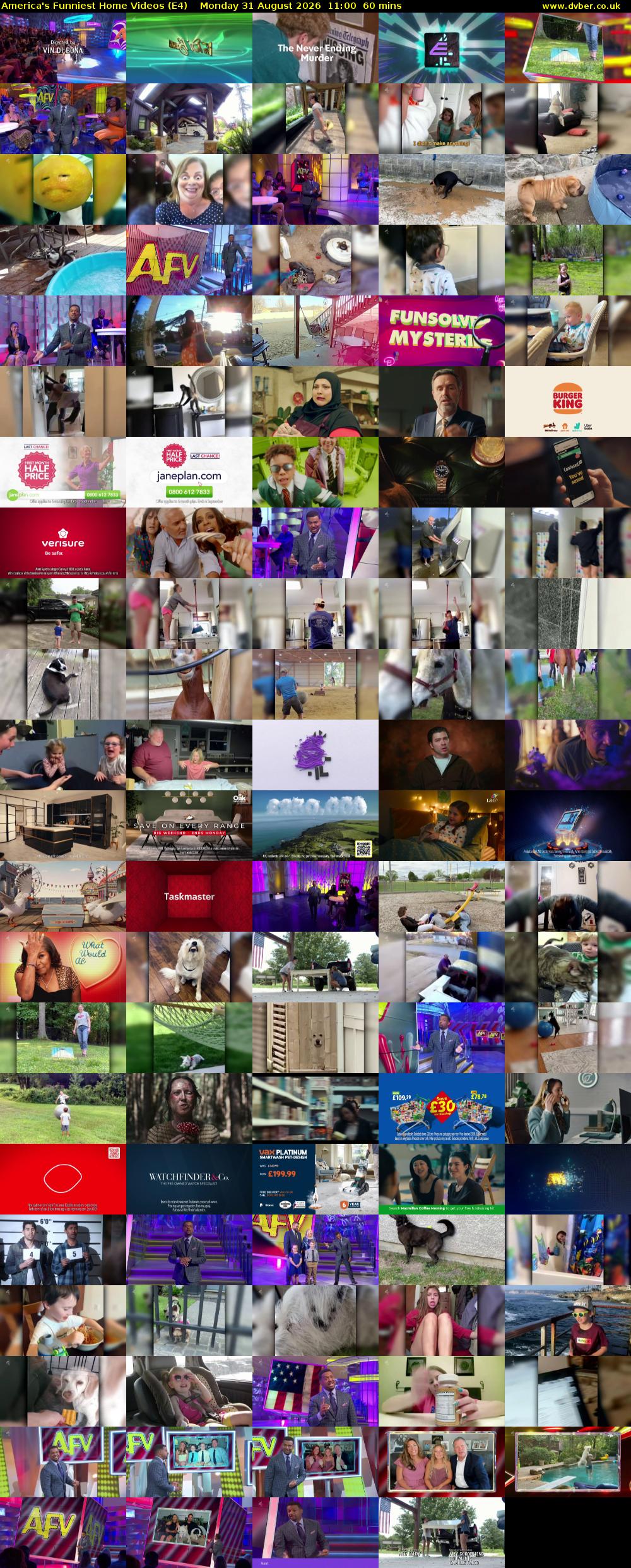 America's Funniest Home Videos (E4) Monday 31 August 2026 11:00 - 12:00