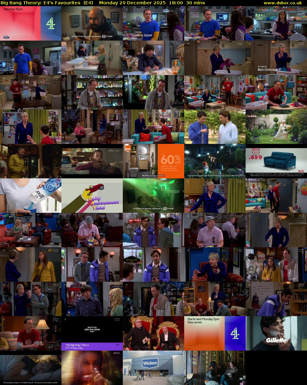 Big Bang Theory: E4's Favourites  (E4) Monday 29 December 2025 18:00 - 18:30