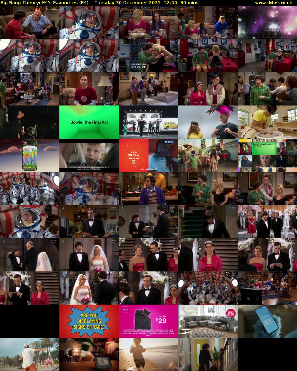 Big Bang Theory: E4's Favourites (E4) Tuesday 30 December 2025 12:00 - 12:30