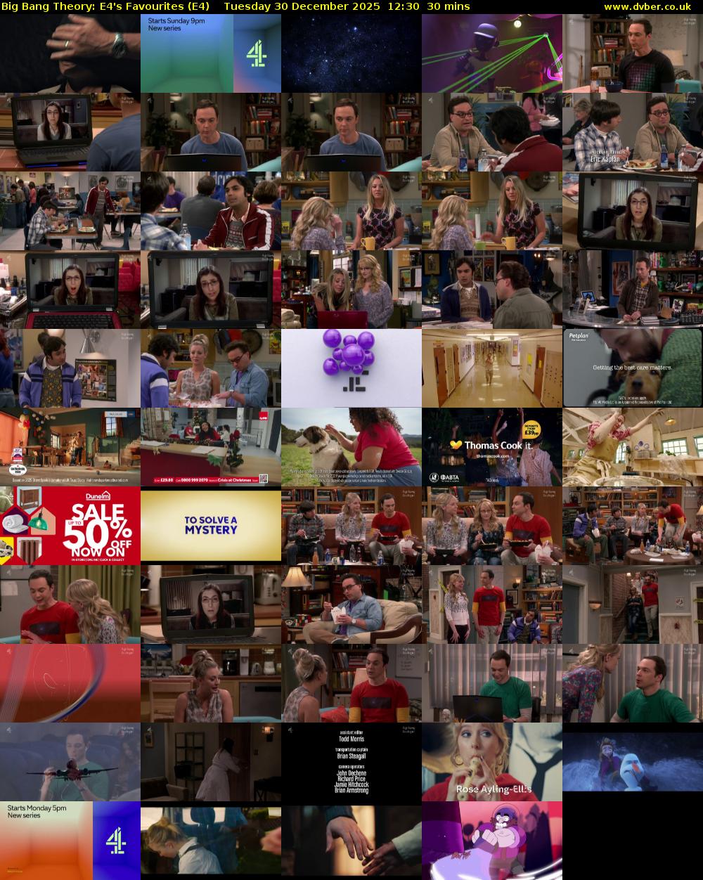 Big Bang Theory: E4's Favourites (E4) Tuesday 30 December 2025 12:30 - 13:00