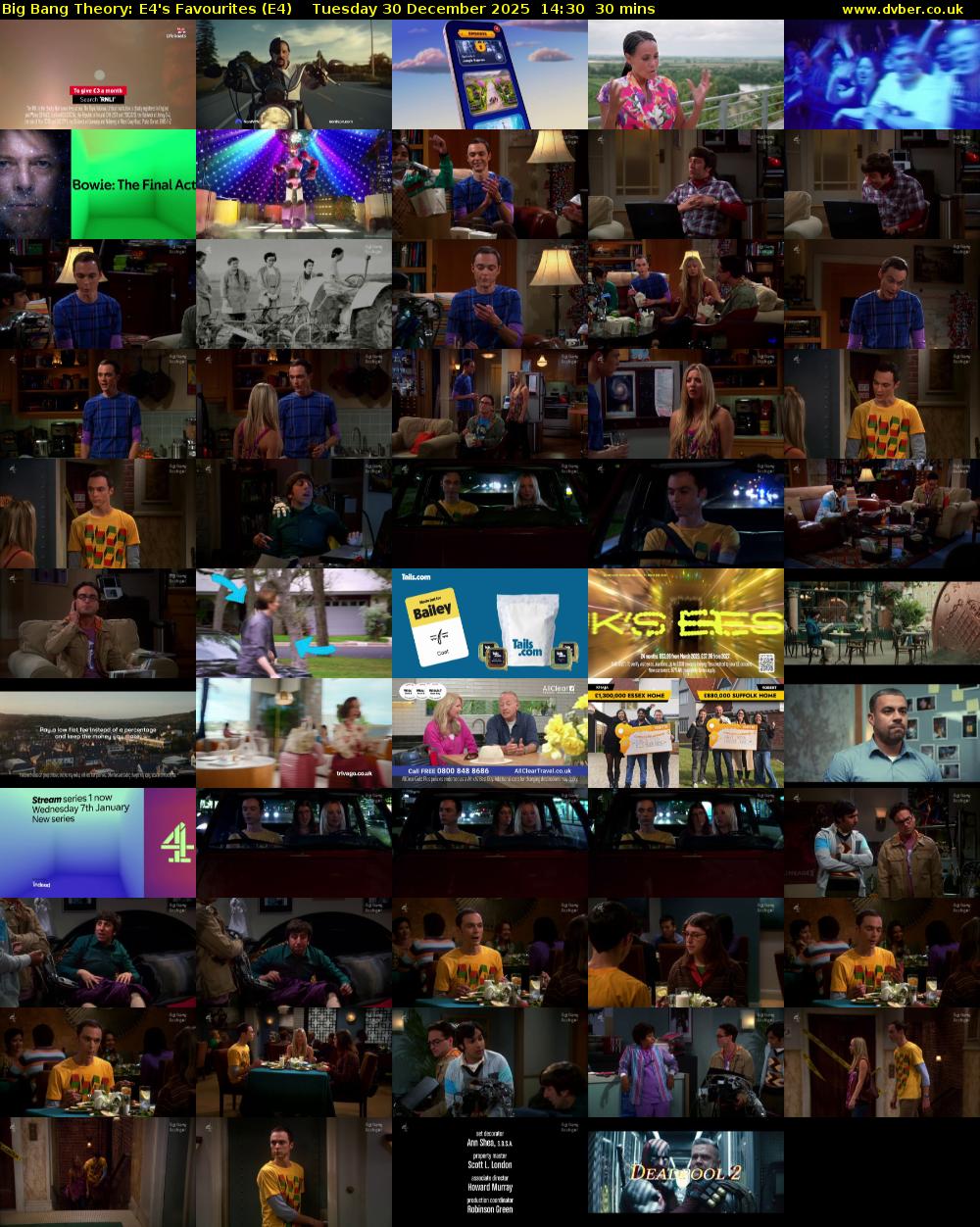 Big Bang Theory: E4's Favourites (E4) Tuesday 30 December 2025 14:30 - 15:00