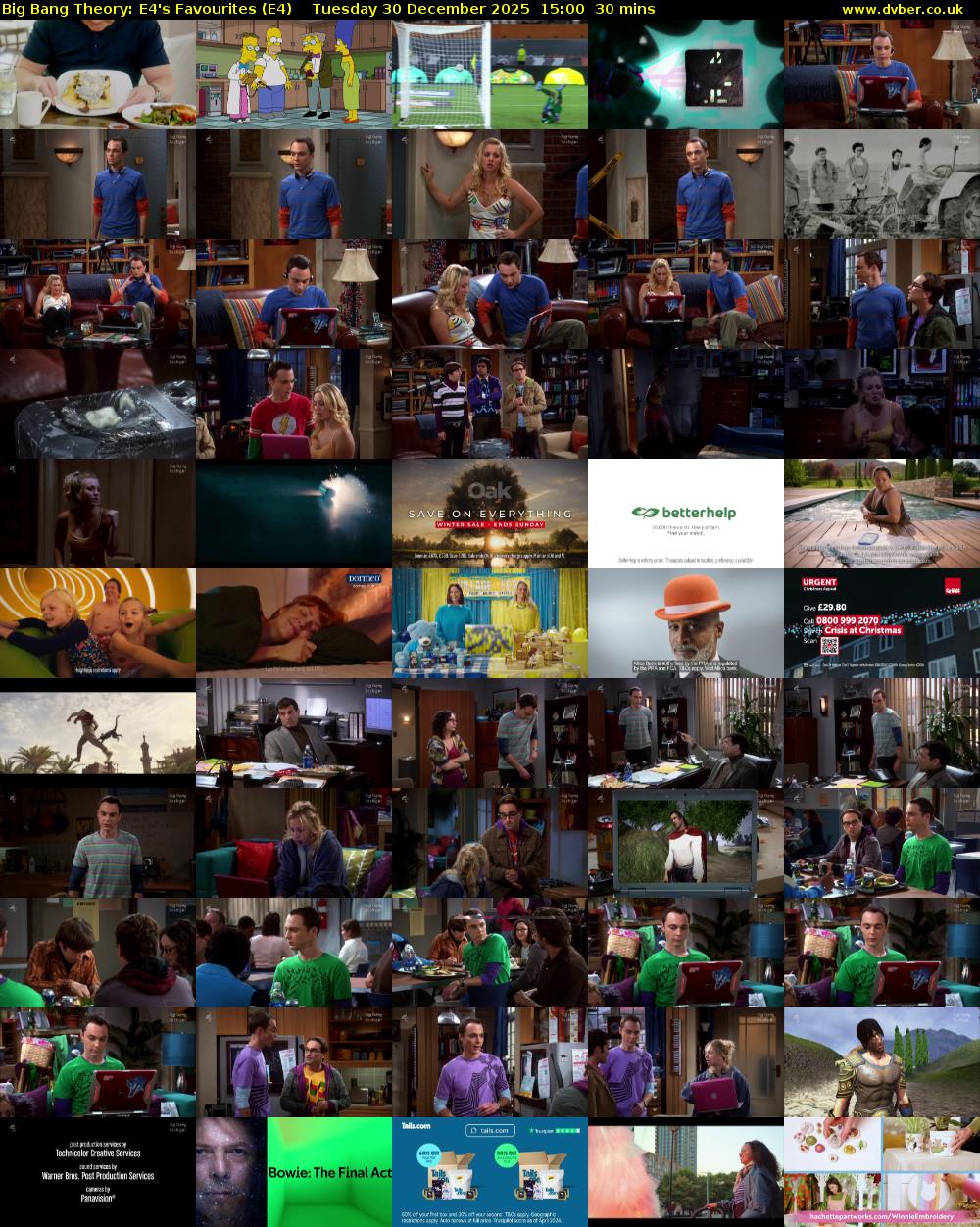 Big Bang Theory: E4's Favourites (E4) Tuesday 30 December 2025 15:00 - 15:30