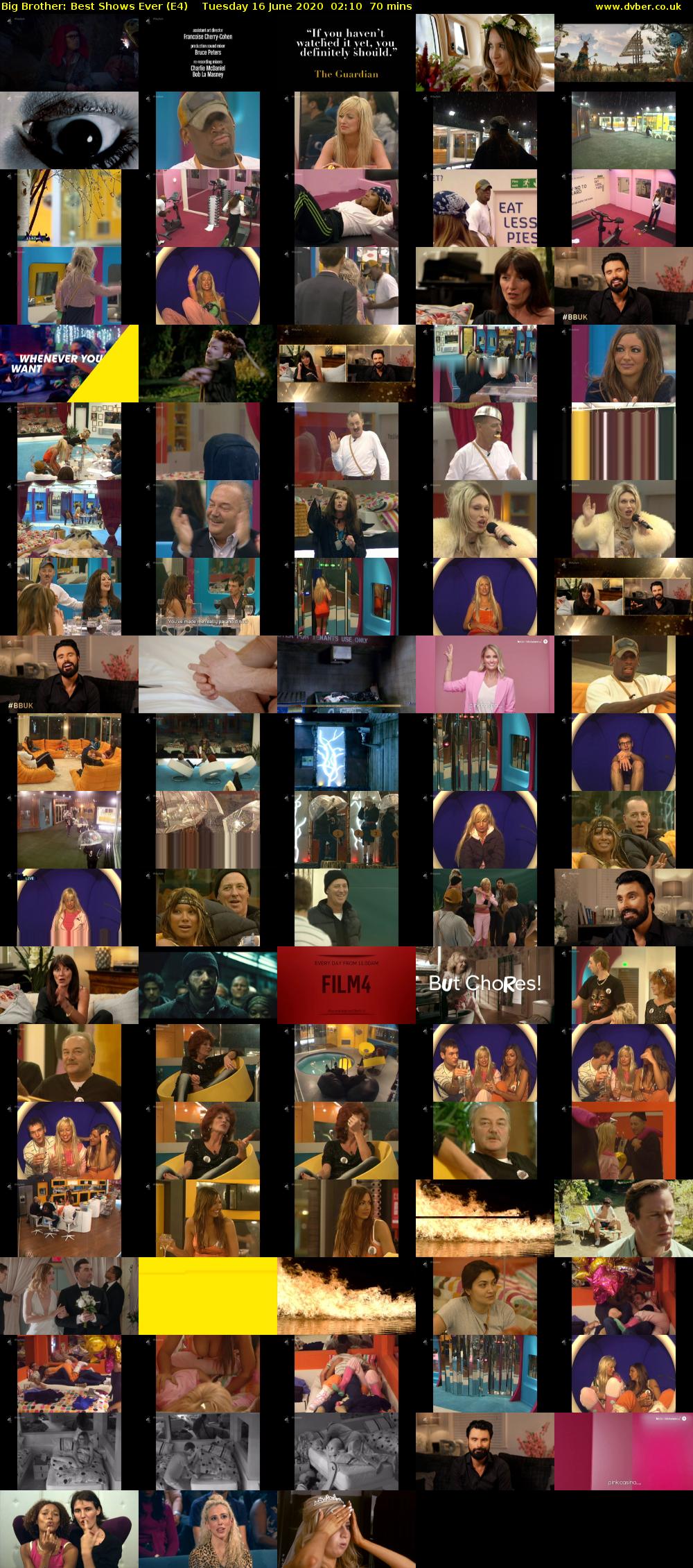 Big Brother: Best Shows Ever (E4) Tuesday 16 June 2020 02:10 - 03:20
