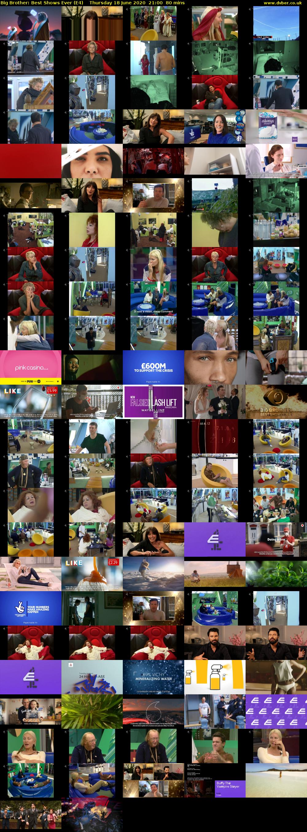Big Brother: Best Shows Ever (E4) Thursday 18 June 2020 21:00 - 22:20