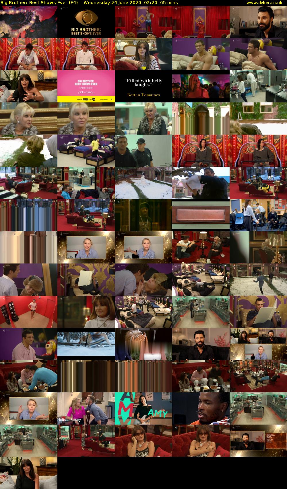 Big Brother: Best Shows Ever (E4) Wednesday 24 June 2020 02:20 - 03:25