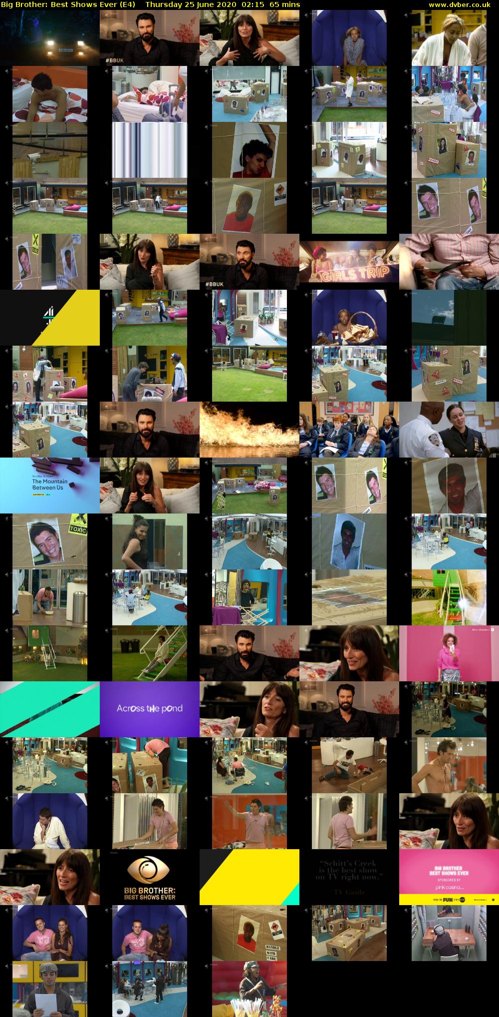 Big Brother: Best Shows Ever (E4) Thursday 25 June 2020 02:15 - 03:20