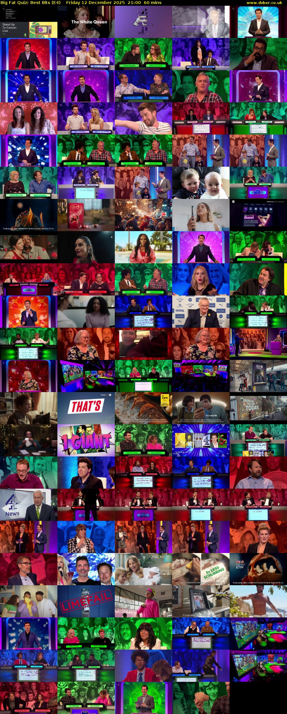 Big Fat Quiz: Best Bits (E4) Friday 12 December 2025 21:00 - 22:00