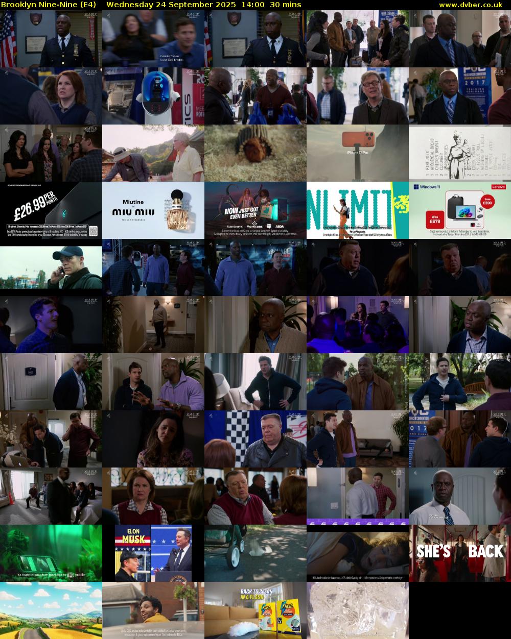 Brooklyn Nine-Nine (E4) Wednesday 24 September 2025 14:00 - 14:30