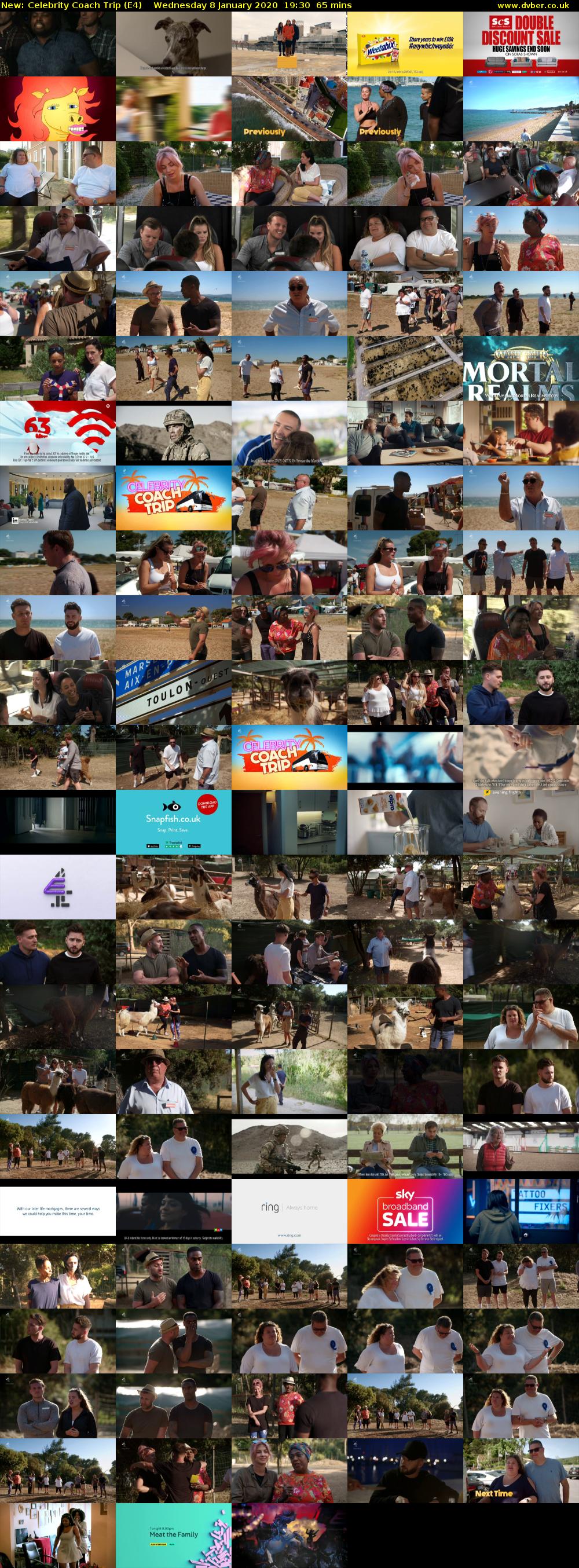 Celebrity Coach Trip (E4) Wednesday 8 January 2020 19:30 - 20:35
