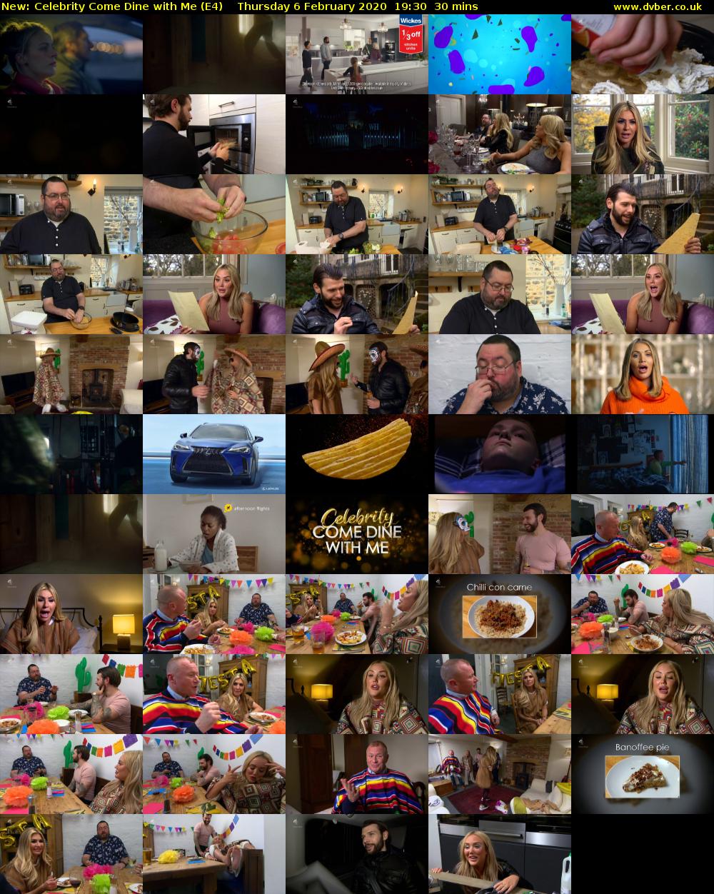 Celebrity Come Dine with Me (E4) Thursday 6 February 2020 19:30 - 20:00