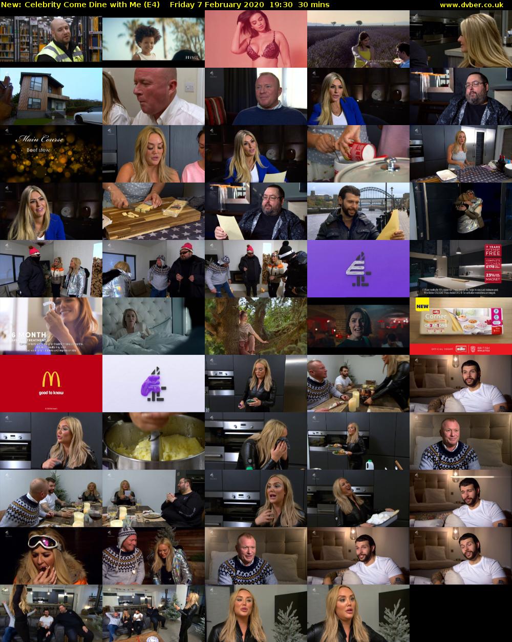 Celebrity Come Dine with Me (E4) Friday 7 February 2020 19:30 - 20:00