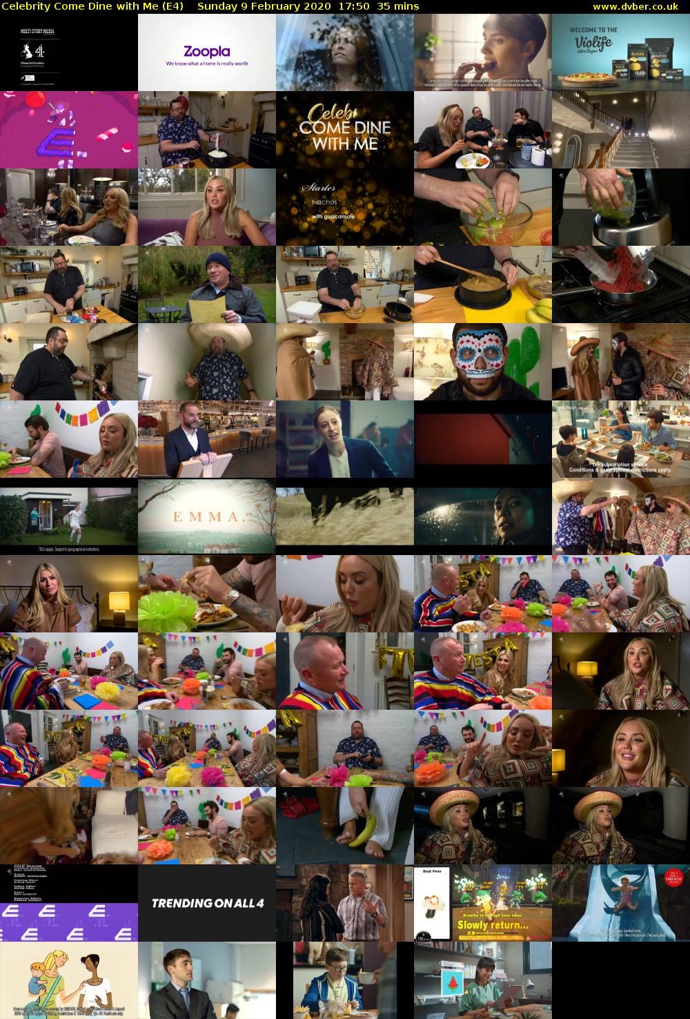 Celebrity Come Dine with Me (E4) Sunday 9 February 2020 17:50 - 18:25