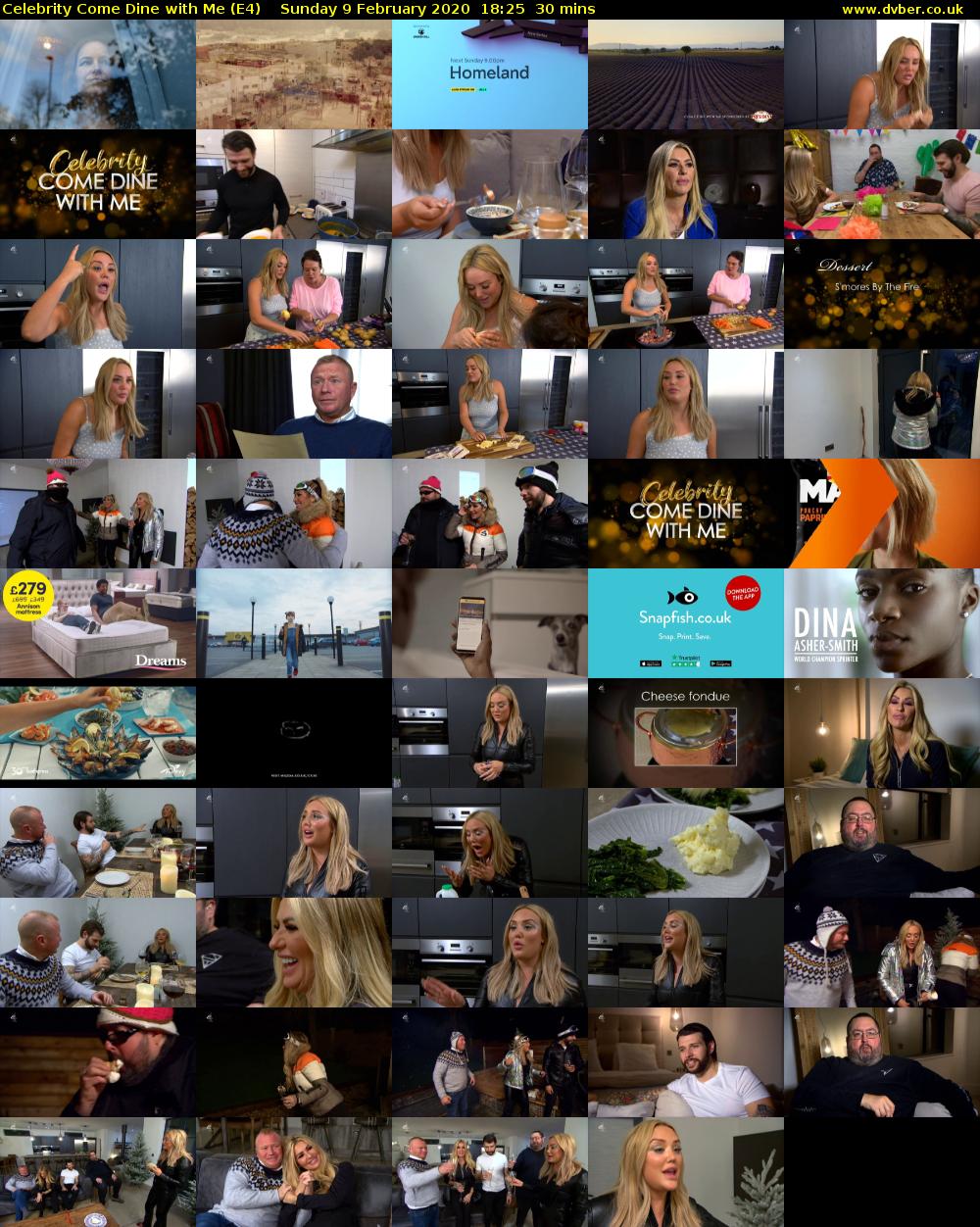 Celebrity Come Dine with Me (E4) Sunday 9 February 2020 18:25 - 18:55
