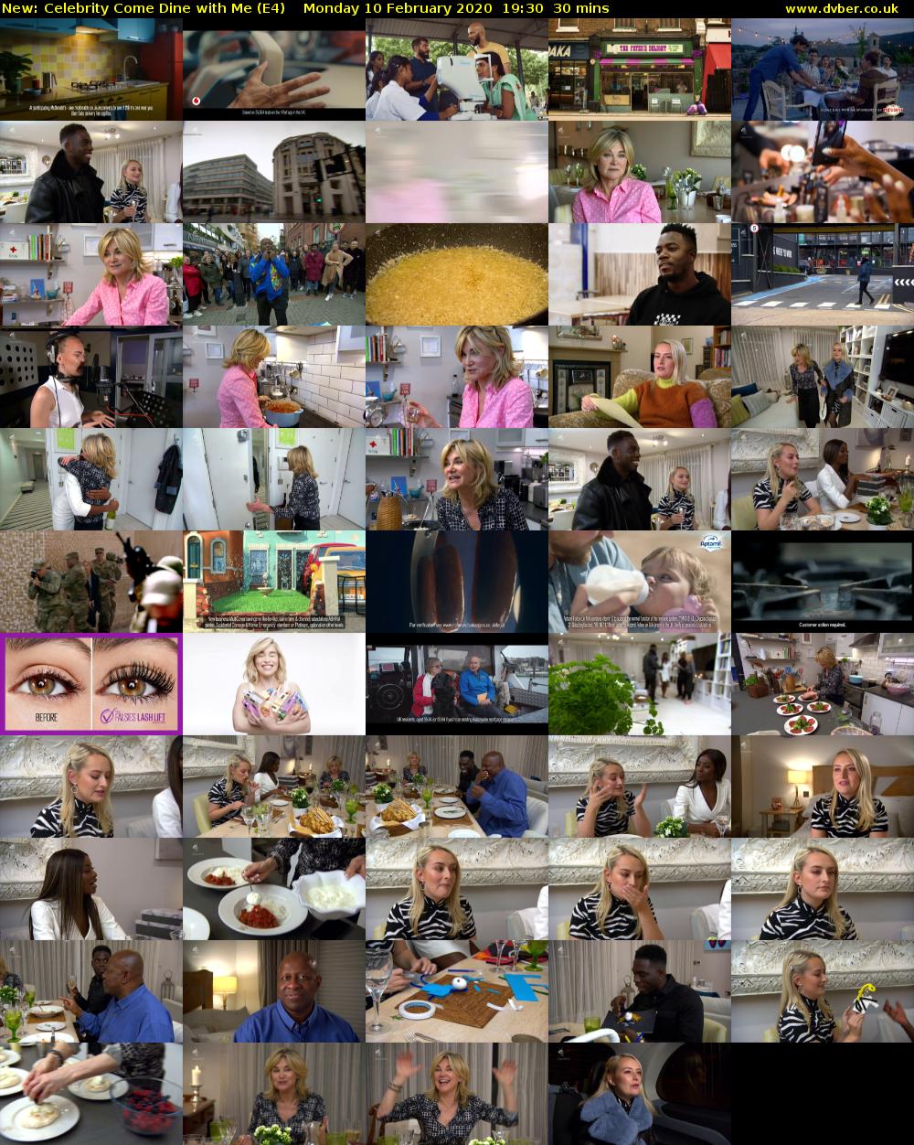 Celebrity Come Dine with Me (E4) Monday 10 February 2020 19:30 - 20:00