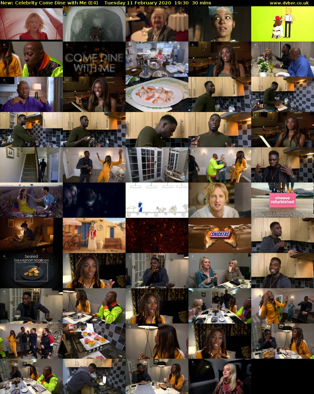 Celebrity Come Dine with Me (E4) Tuesday 11 February 2020 19:30 - 20:00