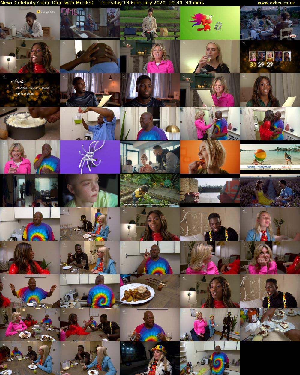Celebrity Come Dine with Me (E4) Thursday 13 February 2020 19:30 - 20:00