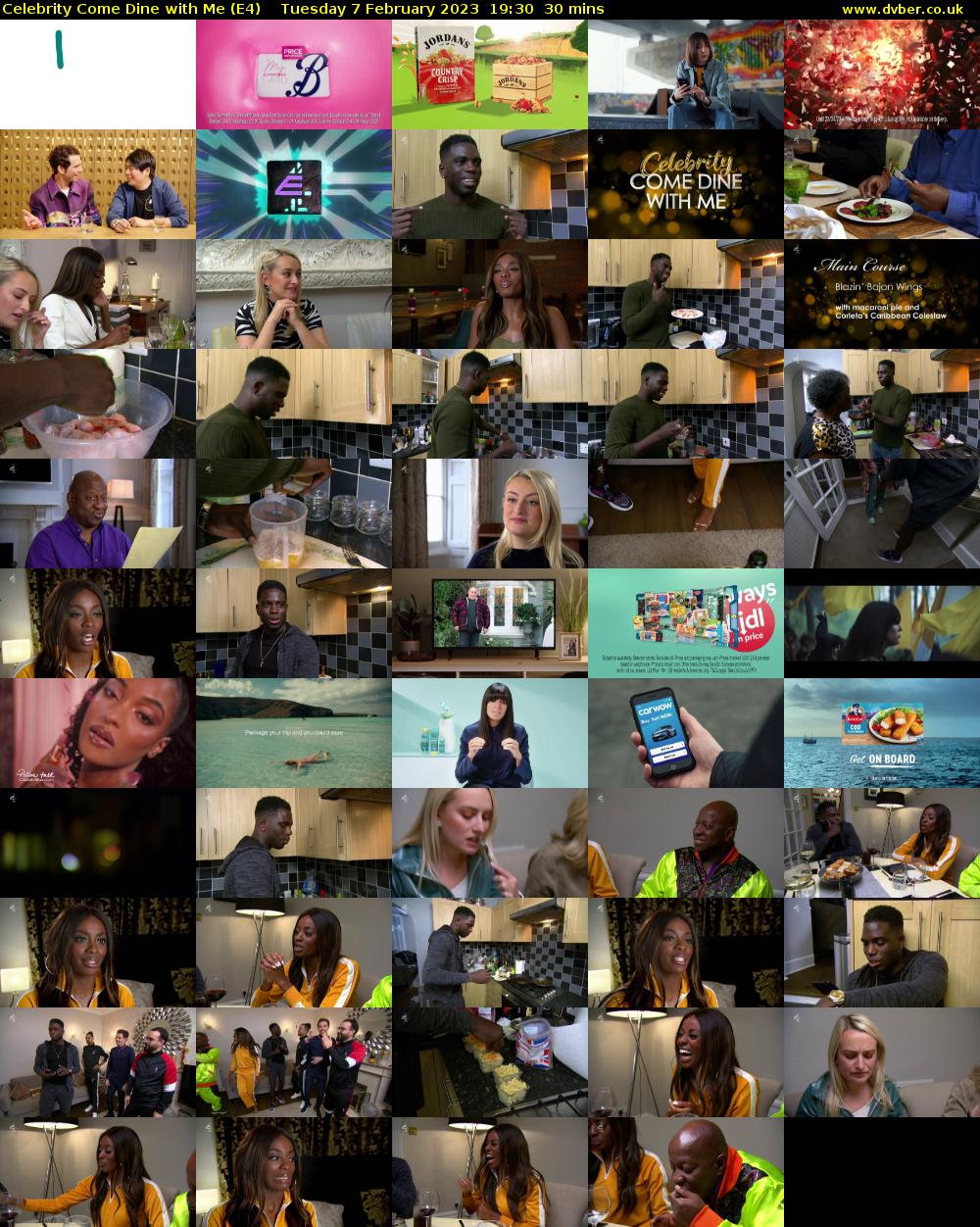 Celebrity Come Dine with Me (E4) Tuesday 7 February 2023 19:30 - 20:00