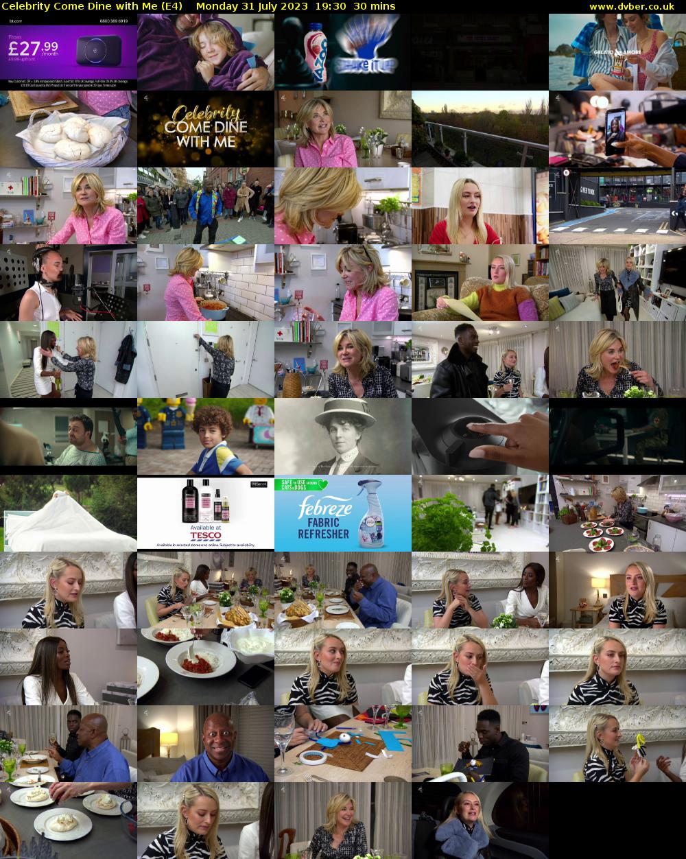 Celebrity Come Dine with Me (E4) Monday 31 July 2023 19:30 - 20:00