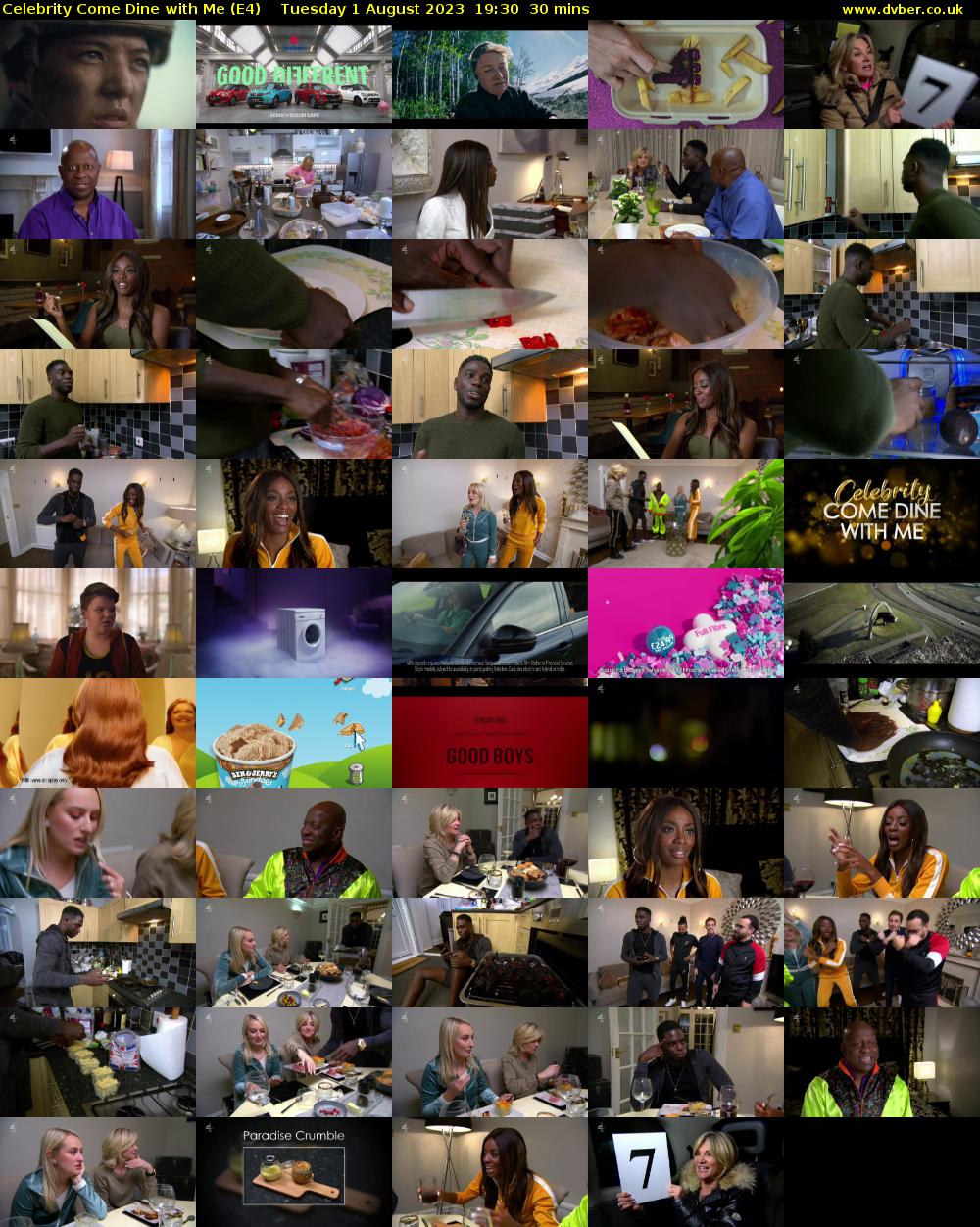 Celebrity Come Dine with Me (E4) Tuesday 1 August 2023 19:30 - 20:00