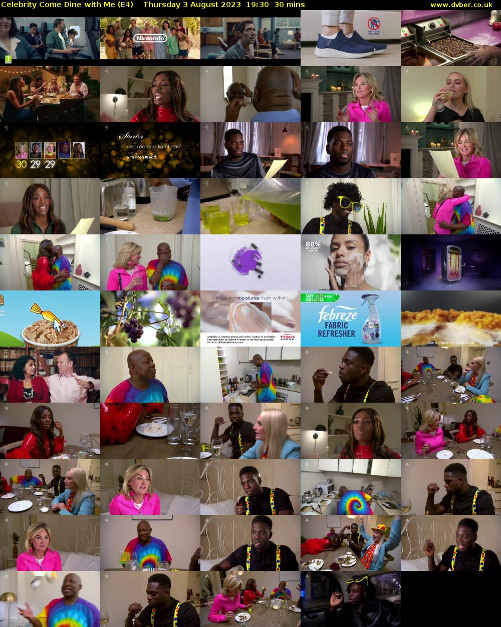 Celebrity Come Dine with Me (E4) Thursday 3 August 2023 19:30 - 20:00