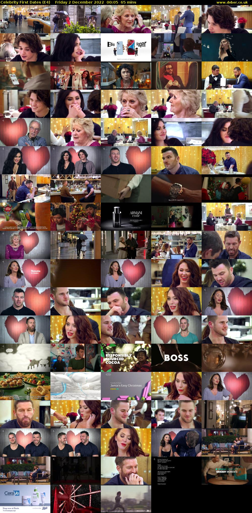 Celebrity First Dates (E4) Friday 2 December 2022 00:05 - 01:10