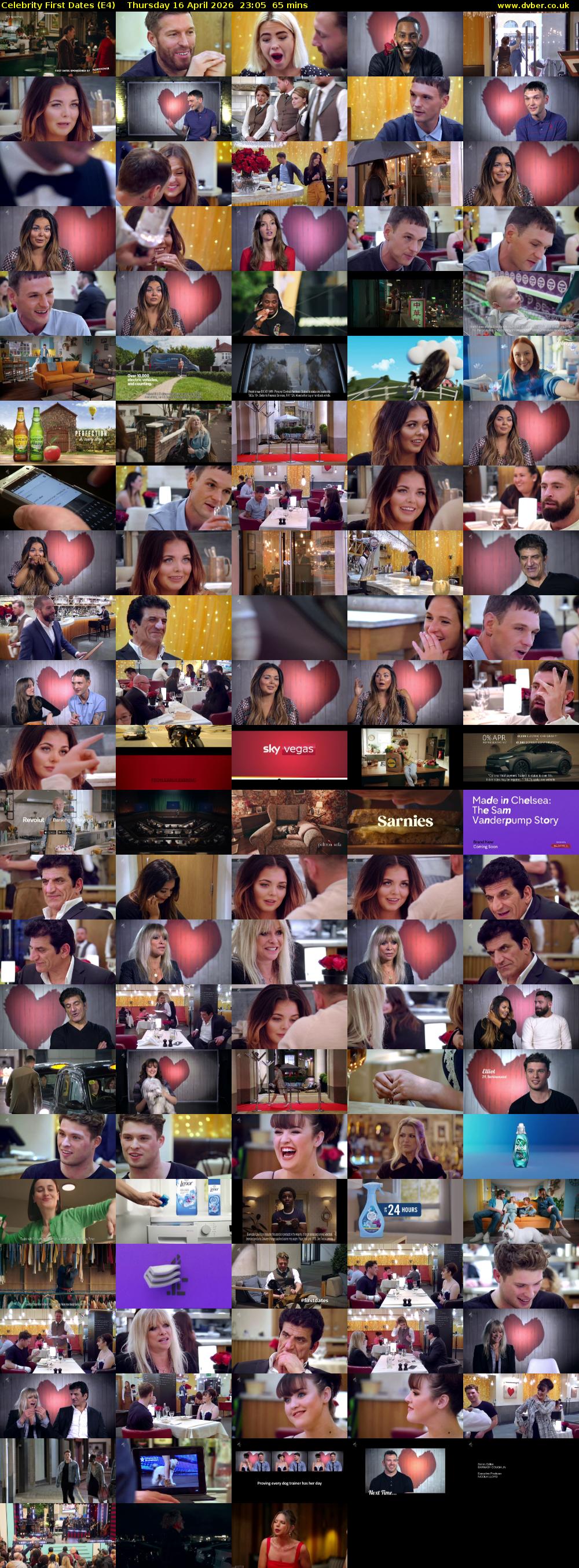 Celebrity First Dates (E4) Thursday 16 April 2026 23:05 - 00:10