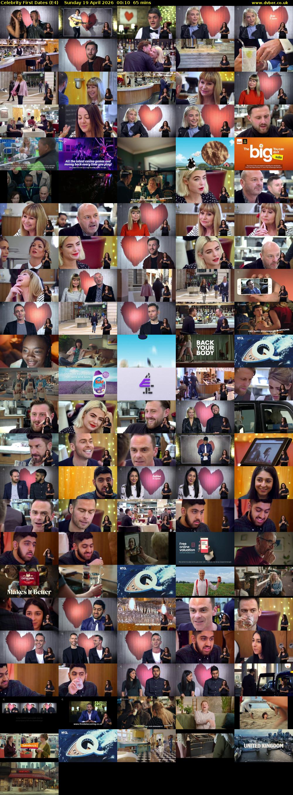 Celebrity First Dates (E4) Sunday 19 April 2026 00:10 - 01:15